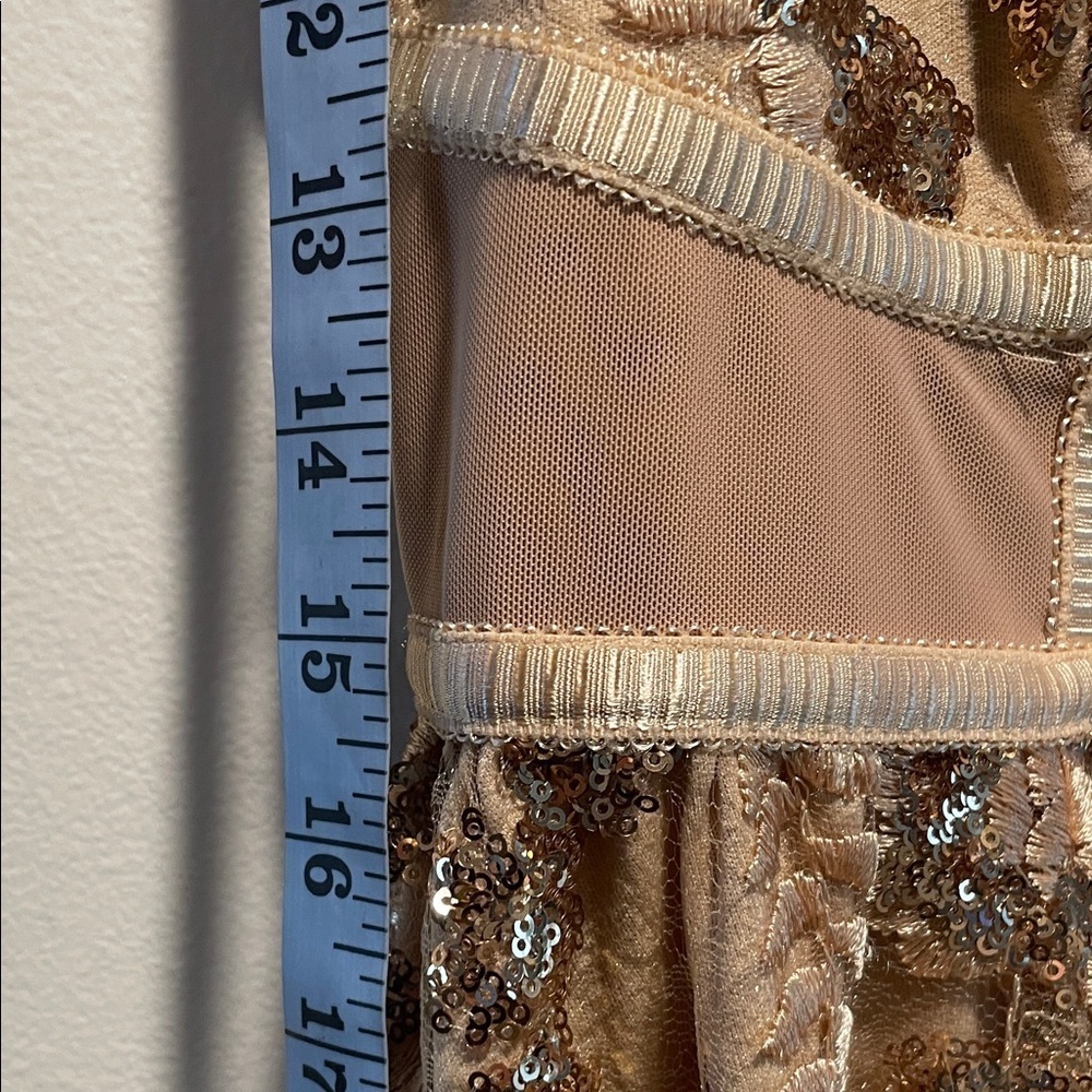 Torrid NWT Gold Embroidered Sequin Formal Dress Beige Floral Midi Dress - Picture 6 of 15